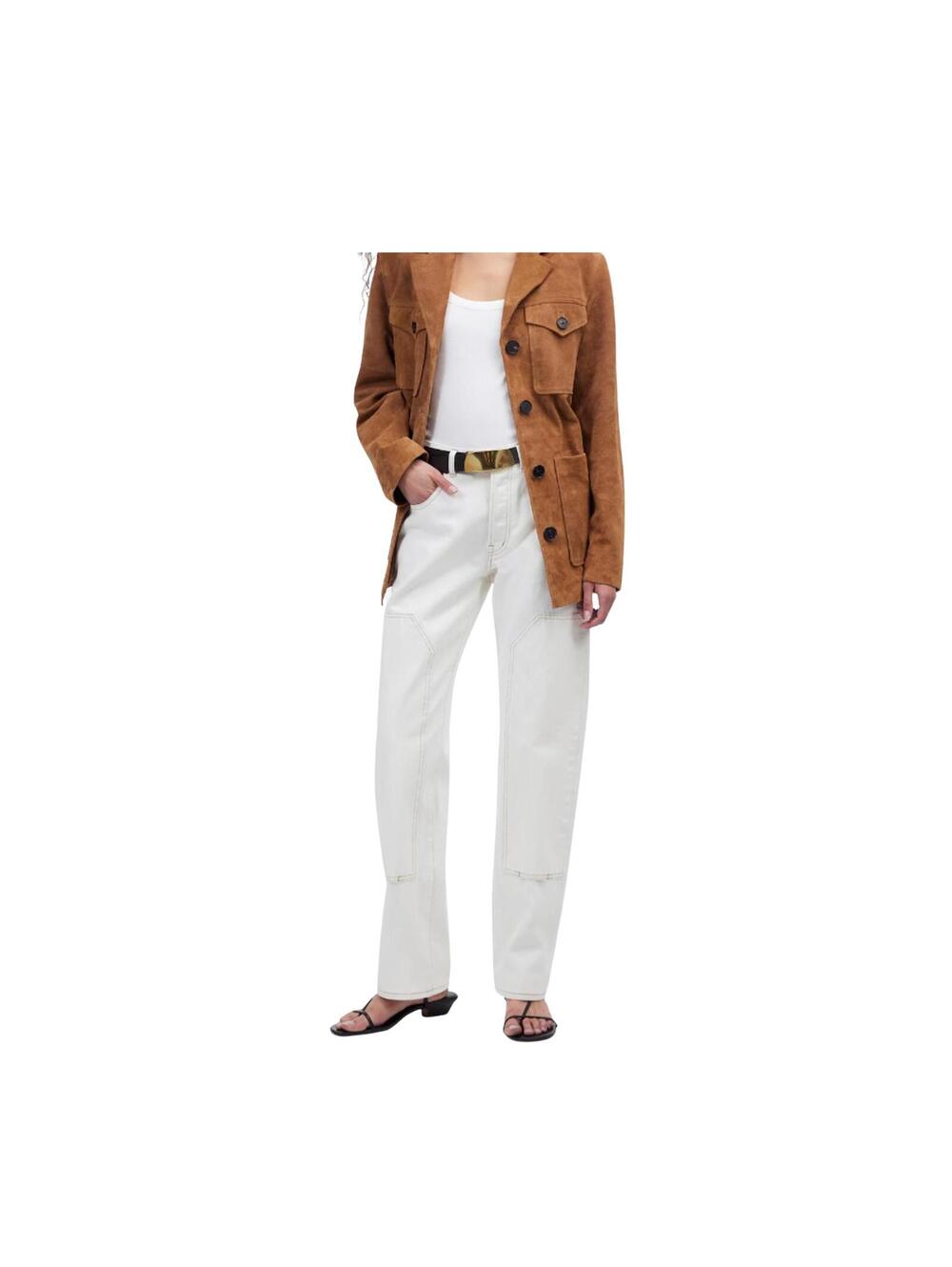 Madewell Carpenter Pants W33 Cream Relaxed Straight Wide Leg Utility Minimalist